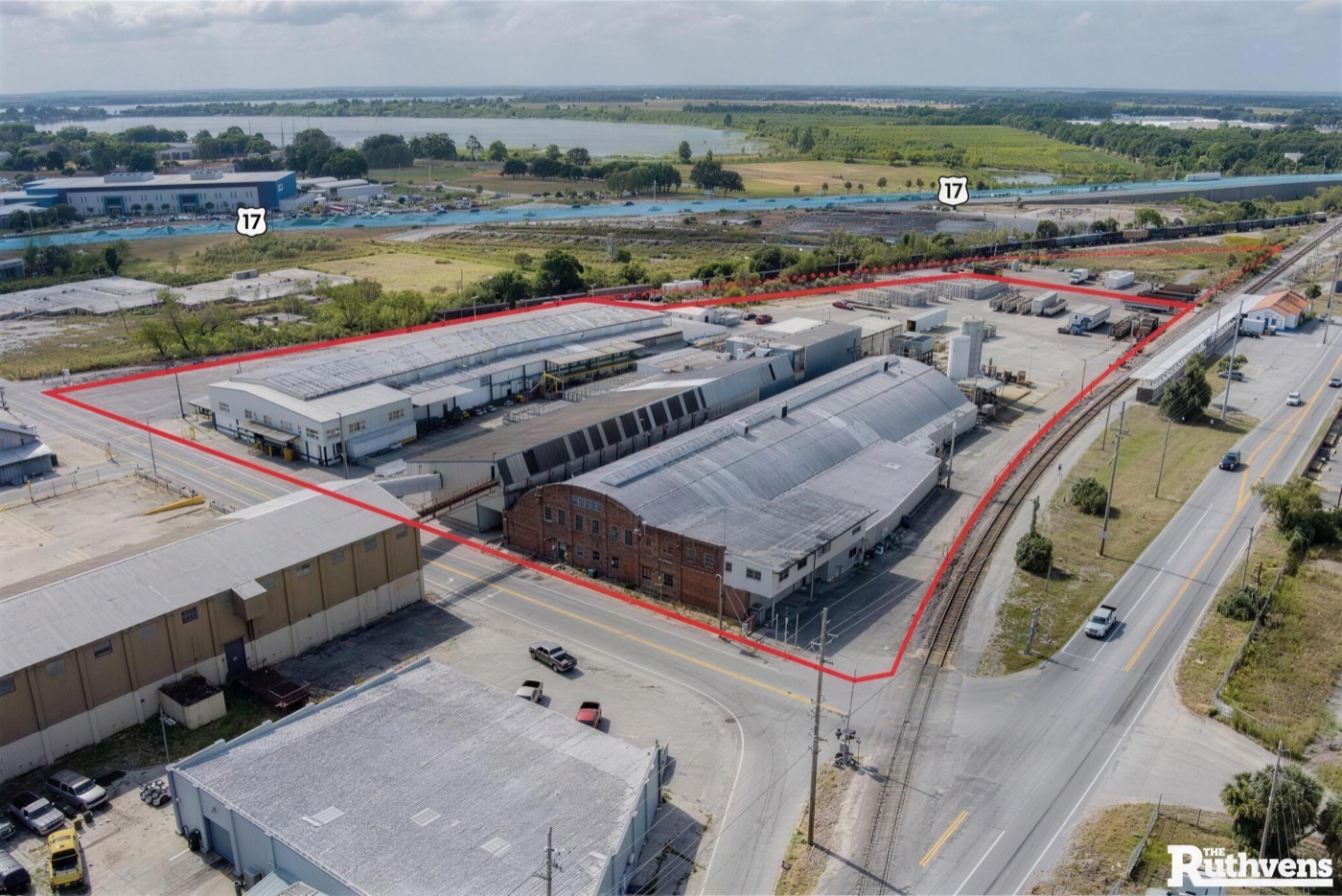 Aerial view of the secured Winter Haven yard